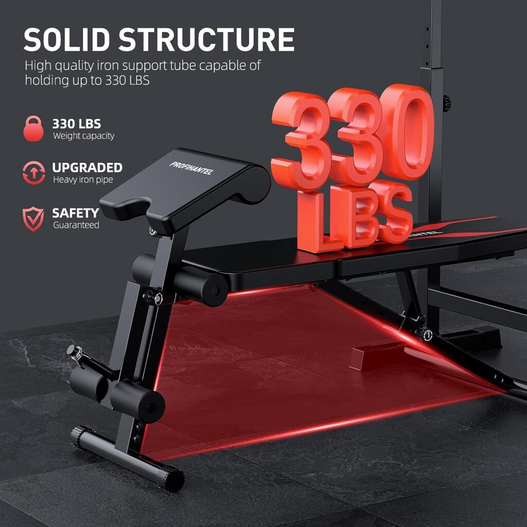 Adjustable Weight Bench, Olympic Workout Bench, Bench Press Set with Squat Rack and Bench, Leg Exercises Preacher Curl Rack, Home Exercise Equipment