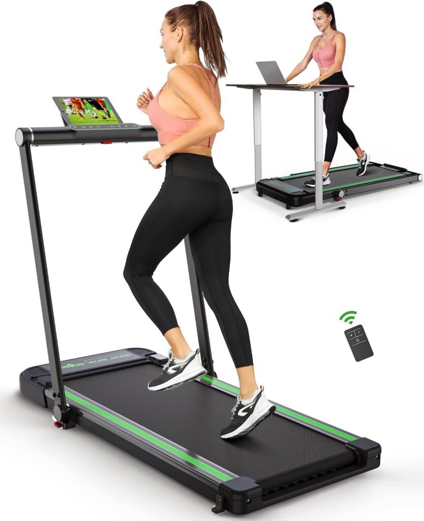 Amazon.com : THERUN 2.5HP Treadmill, 2 in 1 Under Desk Walking Pad Electric Compact Space Folding Treadmill for Home Office with LED Touch Screen | 0.6-7.6MPH Wider Running Belt, No Assembly Needed : Sports  Outdoors