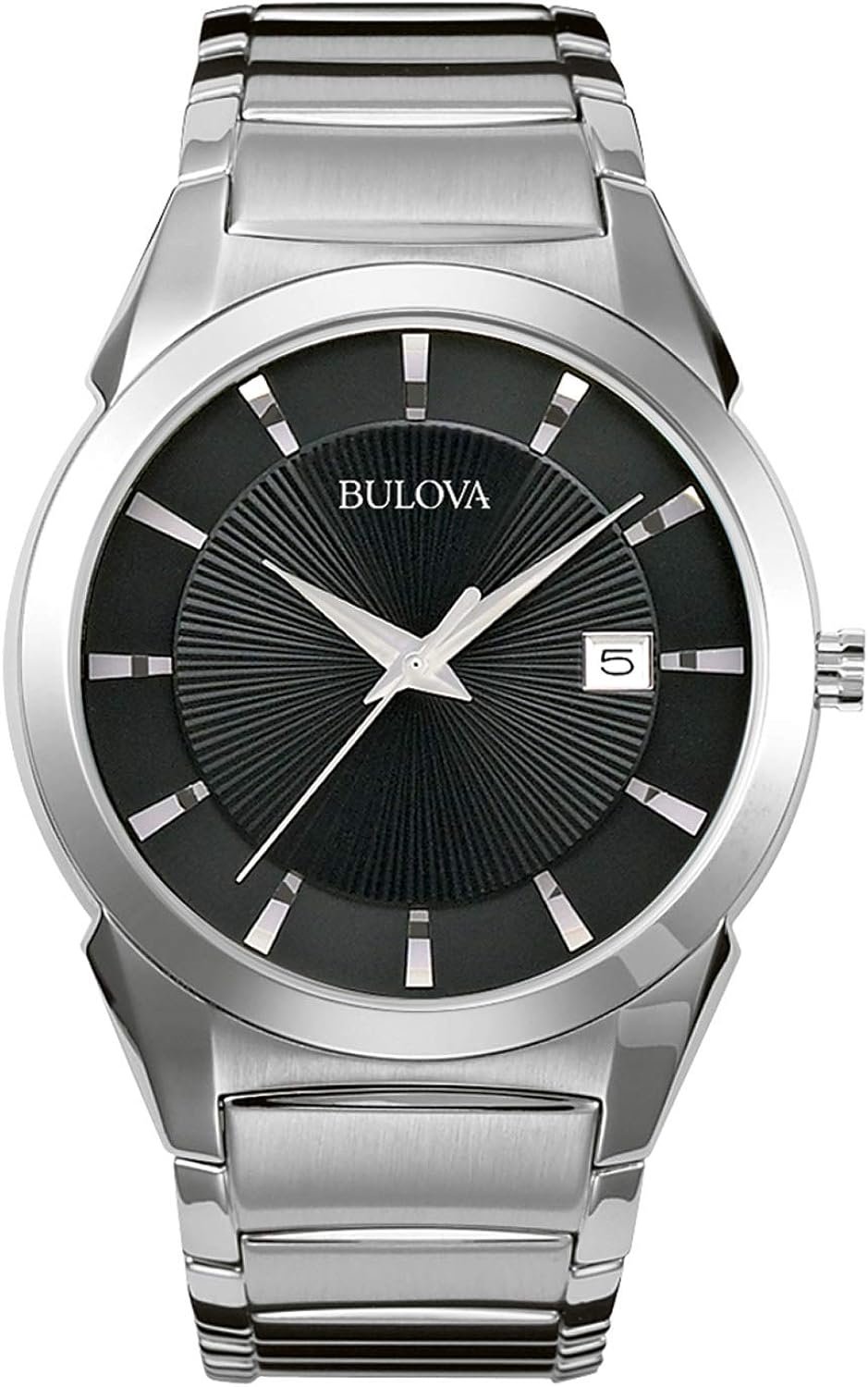 Bulova Mens 3-Hand Calendar Date Quartz Watch, Patterned Dial, 38mm