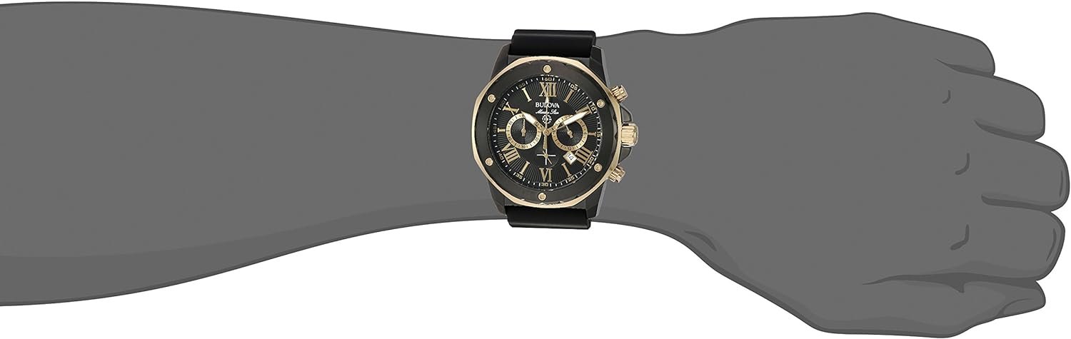 Bulova Mens Marine Star Series A Chronograph Quartz Watch, Luminous Markers, Rotating Dial, 100M Water Resistant, 44mm