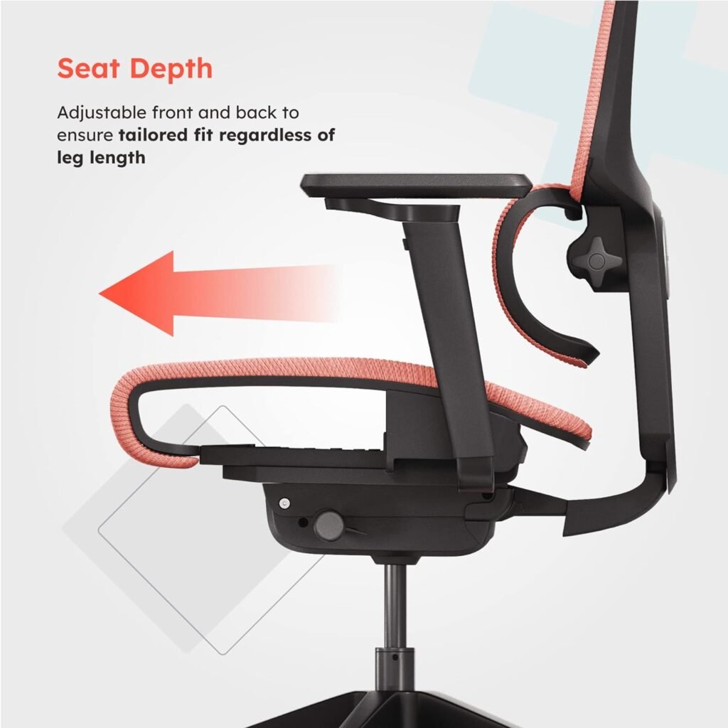 ErgoTune Supreme Ergonomic Office Chair - Adjustable Backrest Desk Chair, Lumbar Support, Headrest, 5D Armrests - High Back Breathable Durable Mesh Recline (Coral Red, S)