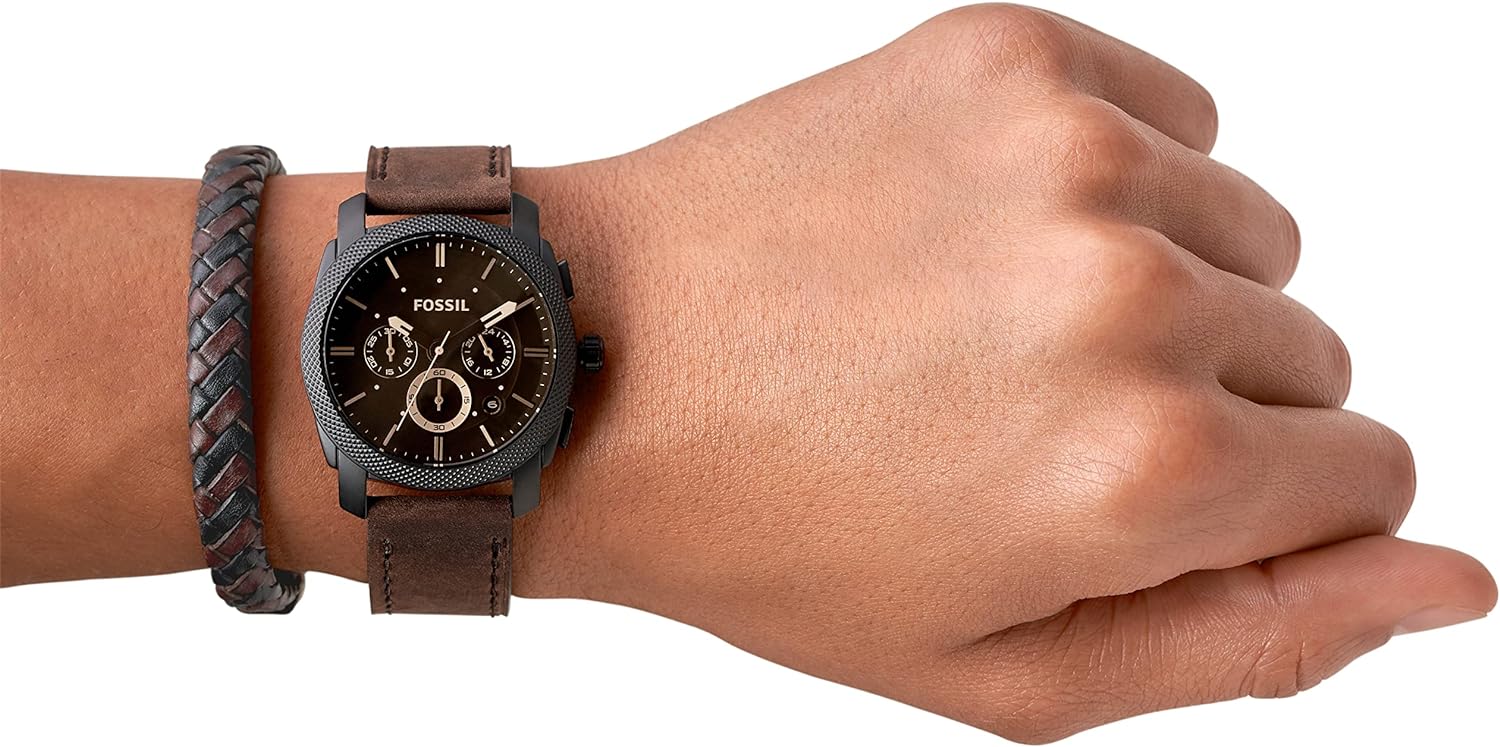 Fossil Machine Mens Watch with Stainless Steel or Leather Band, Chronograph or Analog Watch Display