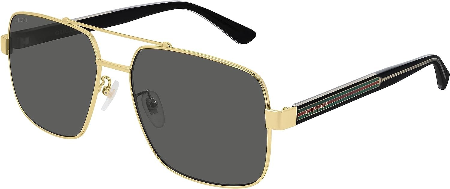 Gucci Mens GG0529S-001-60 Rectangular Sunglasses, Gold-Black, 60