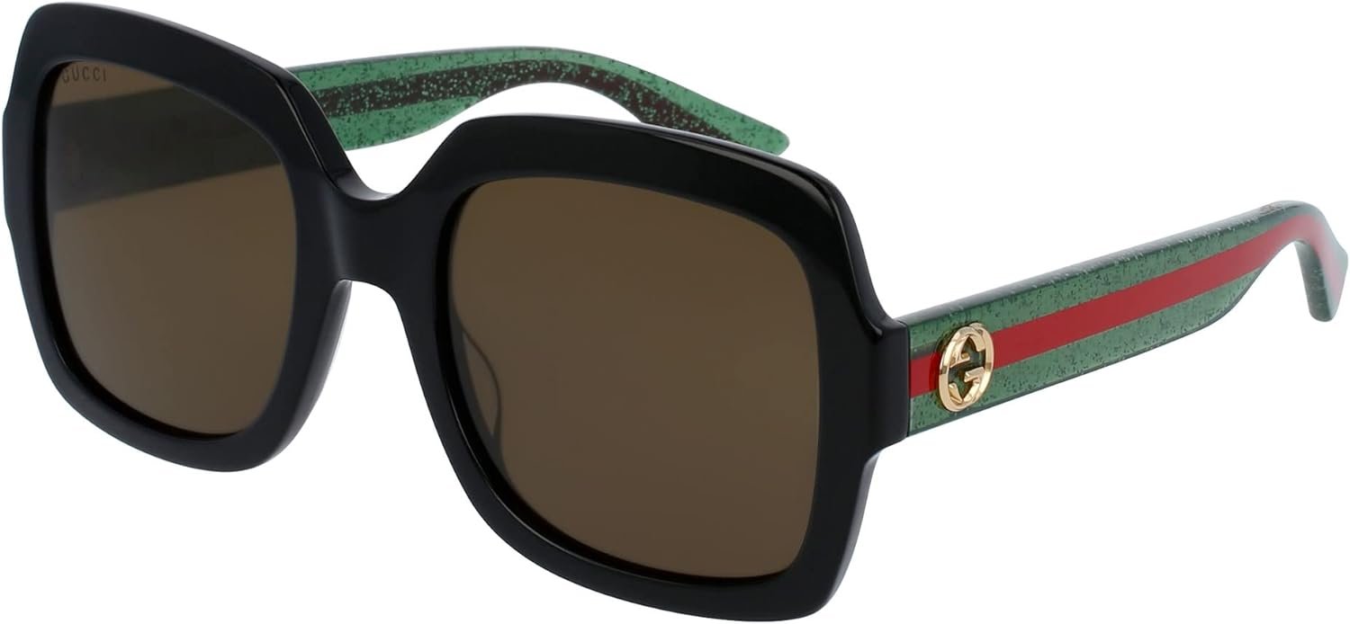 Gucci Square Sunglasses for womens GG0036SN 002 Black/Green/Red 54mm 0036