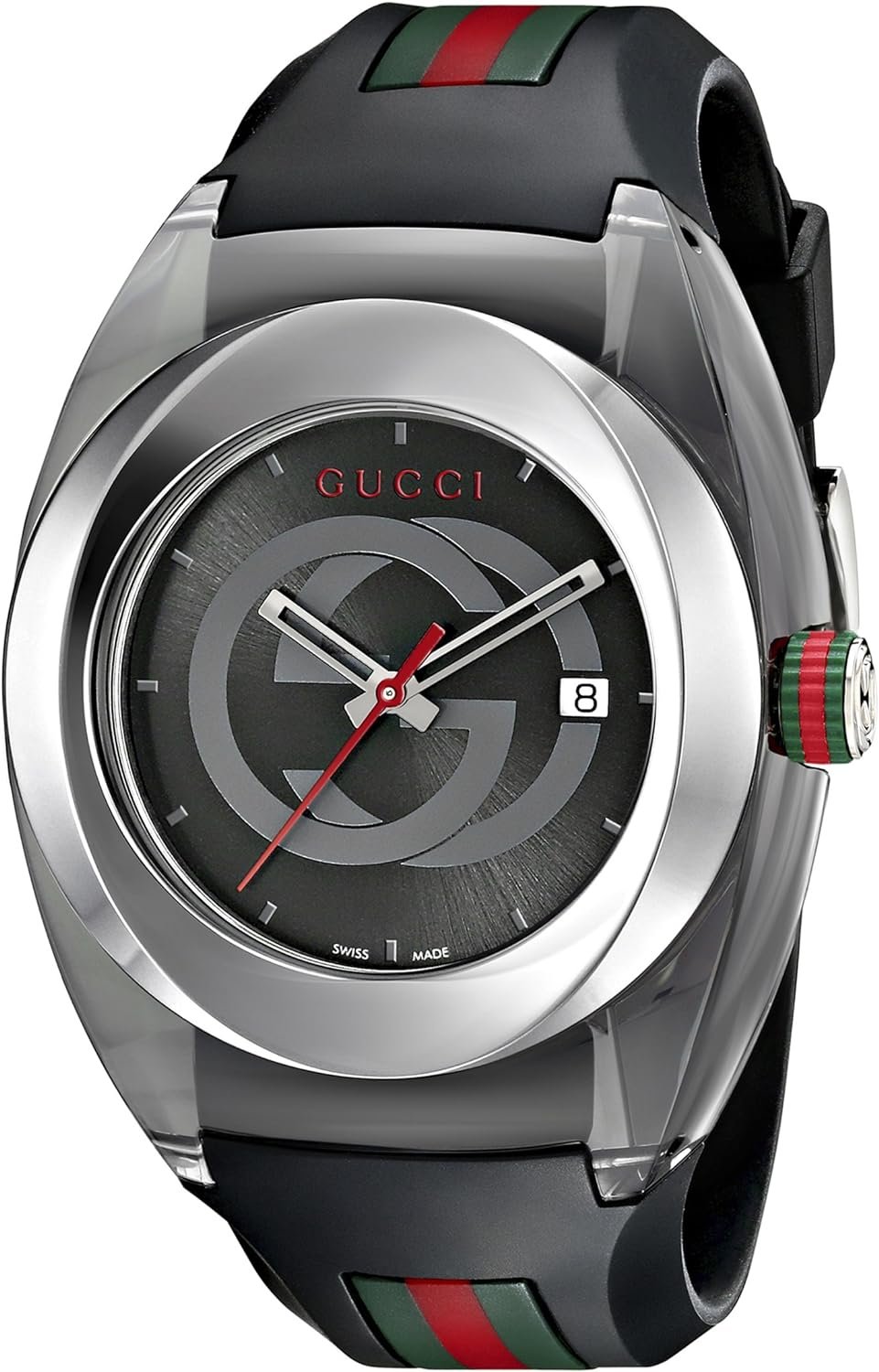 Gucci SYNC XXL Stainless Steel Watch with Black Rubber Bracelet(Model:YA137101)