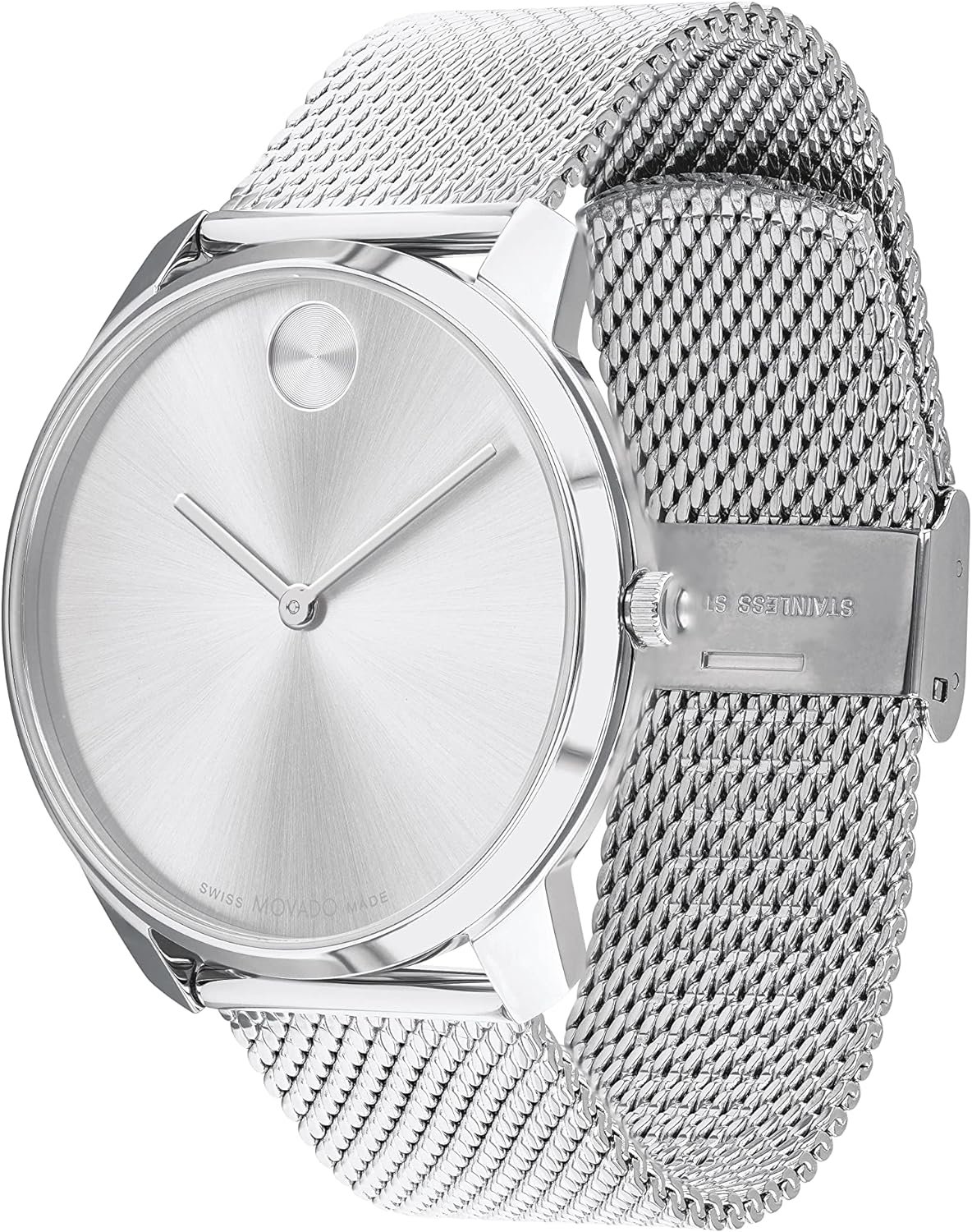 Movado Bold Mens Swiss Quartz Stainless Steel and Mesh Bracelet Watch, Color: Silver (Model: 3600832)