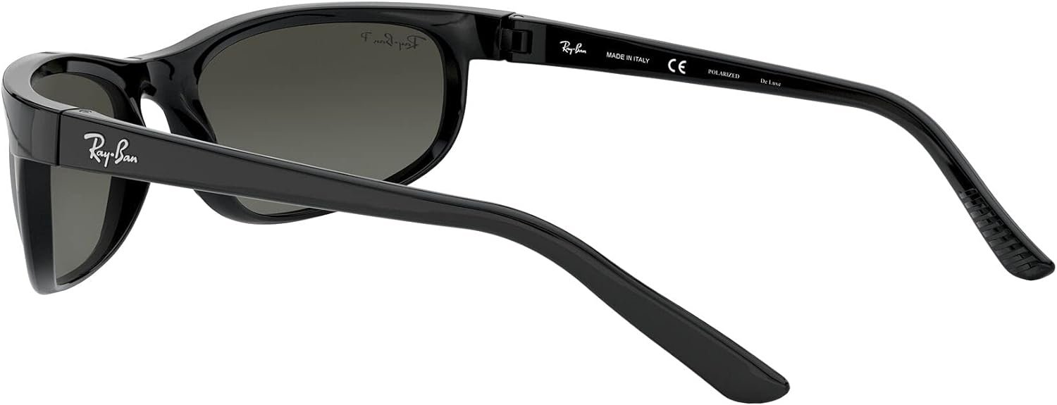 Ray-Ban Mens RB2027 Predator 2 Rectangular Sunglasses, Black/Polarized Dark Grey, 62 mm