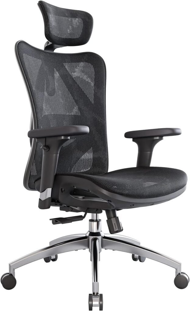 SIHOO M57 Ergonomic Office Chair with 3 Way Armrests Lumbar Support and Adjustable Headrest High Back Tilt Function Black