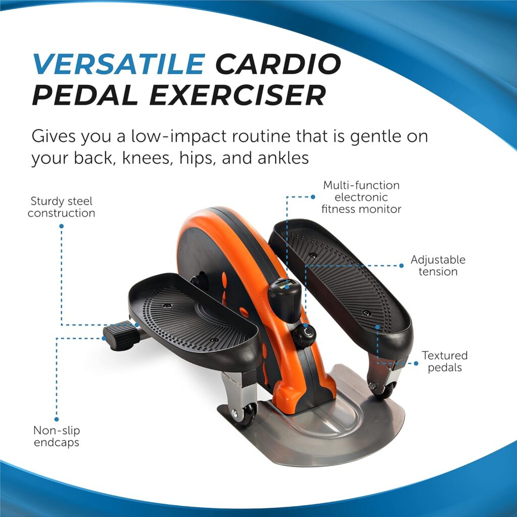 Stamina Inmotion E1000 Compact Strider - Seated Elliptical with Smart Workout App - Foot Pedal Exerciser for Home Workout - Up to 250 lbs Weight Capacity